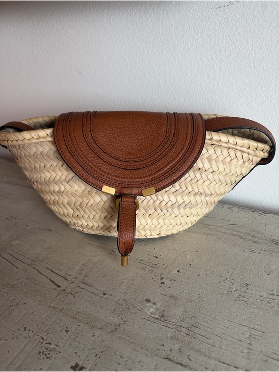 Chloe Handbags - Chloé Marcie Leather & Raffia Crossbody Bag